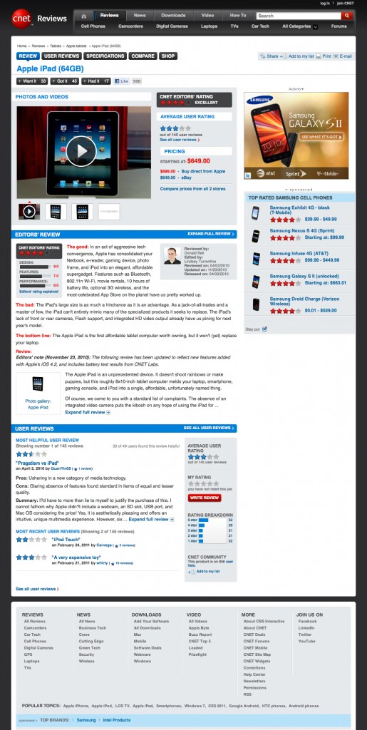 CNET Reviews product page